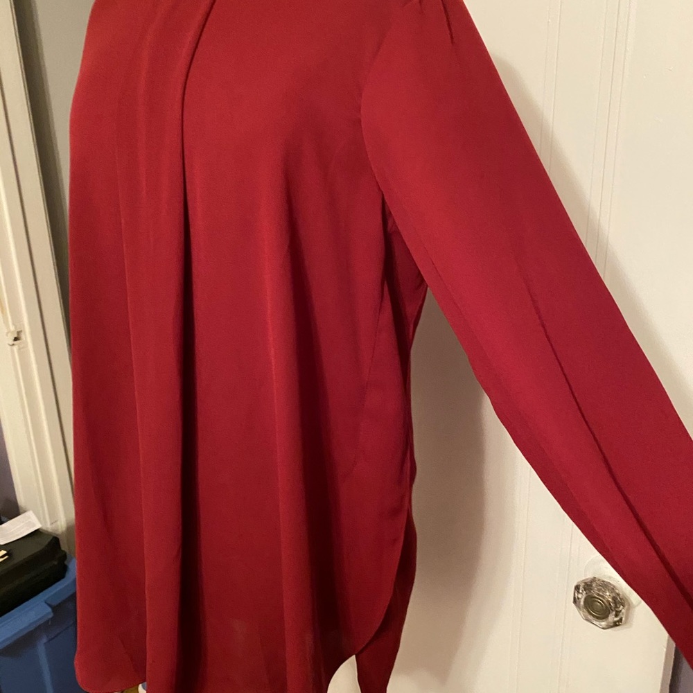Vince Camuto Deep Red Front Drape Blouse - Picture 4 of 7